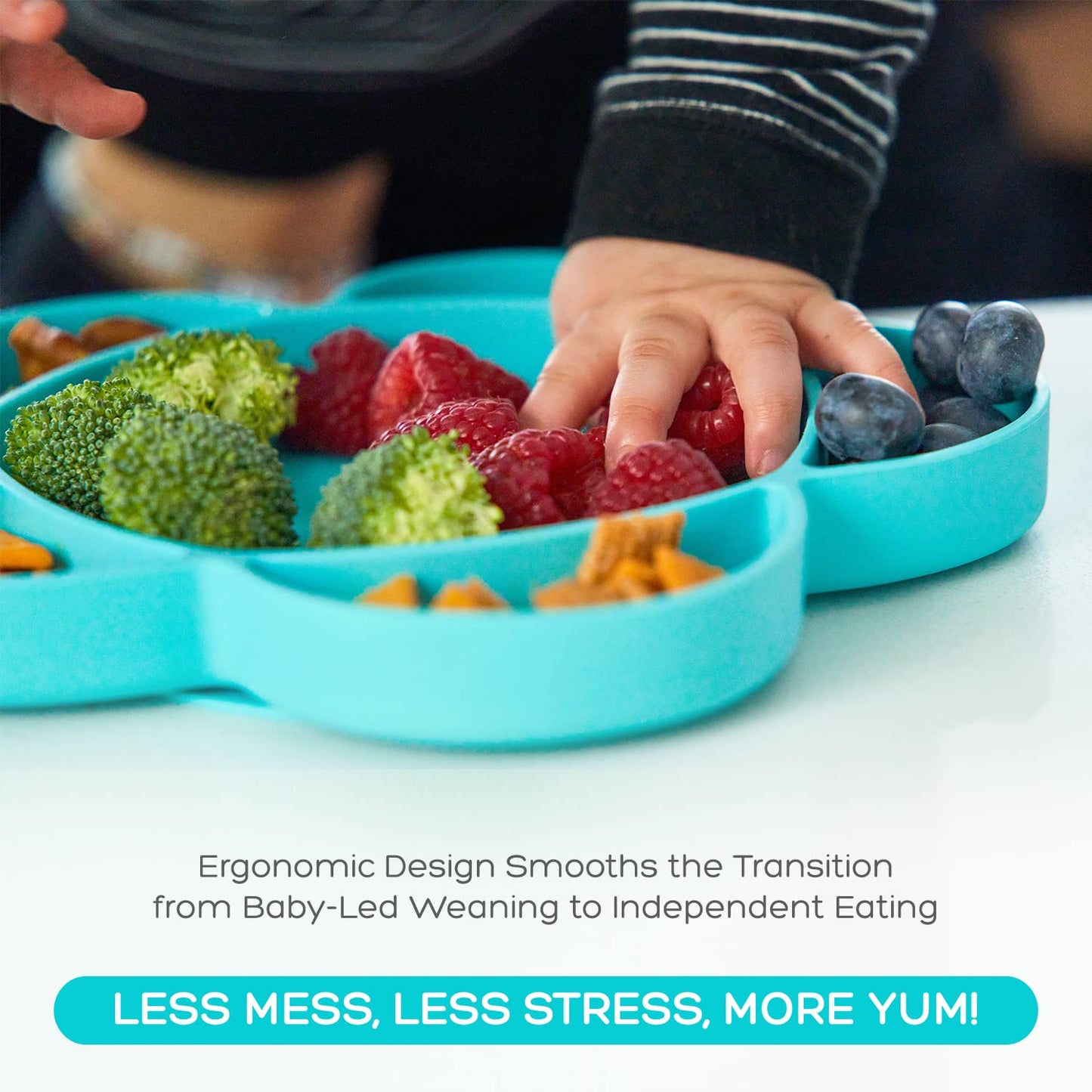 grabease Baby Essentials Must-Haves - Complete Feeding Set for Baby-Led Weaning and Portion Control - Suction Bottoms 4 Piece Set, BPA and Phthalates-Free, Blush