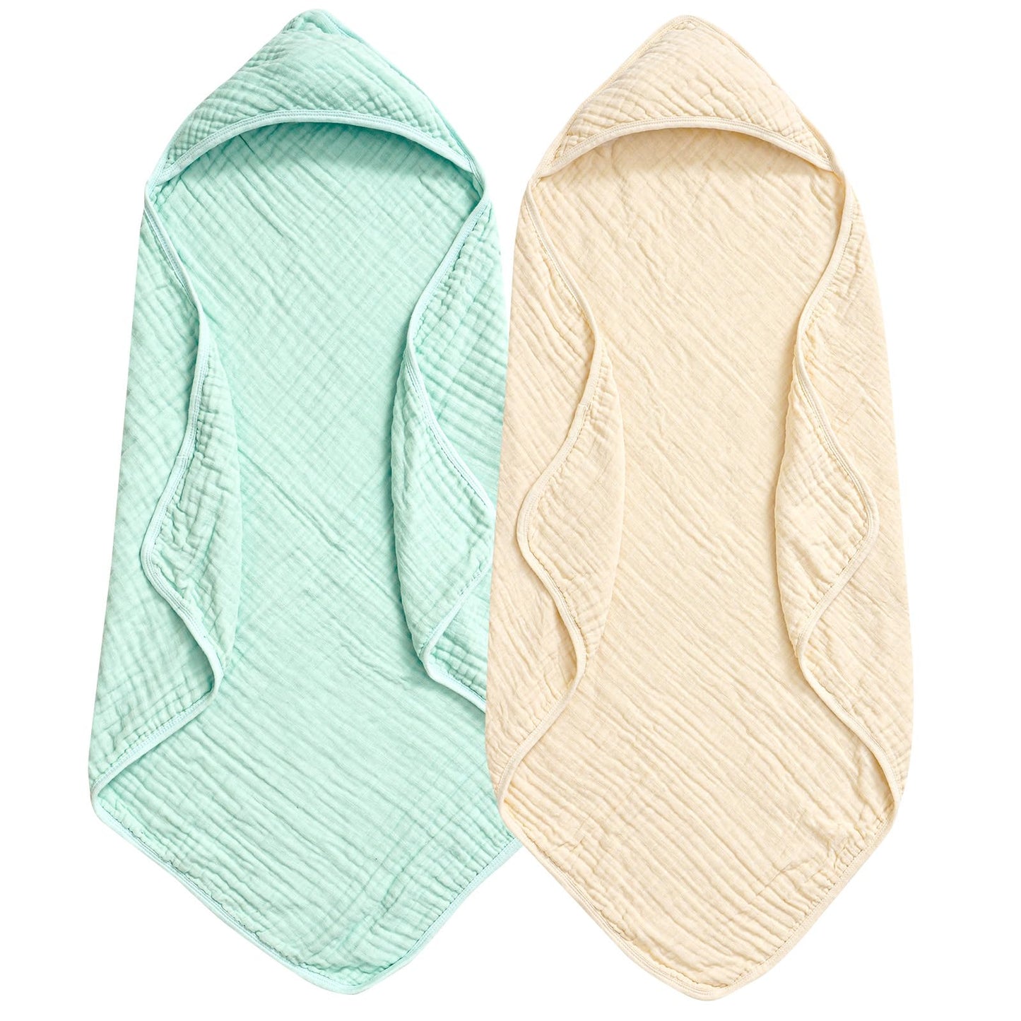 PHF 2 Pack Baby Hooded Towels, 100% Muslin Cotton Baby Bath Towel with Hood for Newborn, Infant, Toddler, Ultra Soft and Absorbent Baby Essentials Bath Towels for Girls, 32x32Inch, Floral