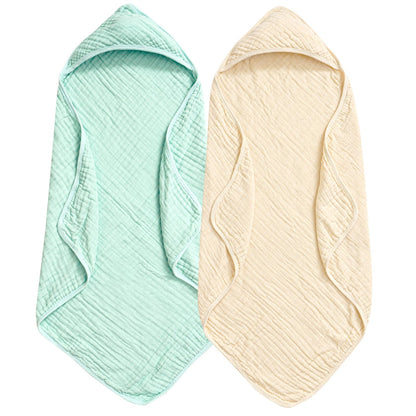 PHF 2 Pack Baby Hooded Towels, 100% Muslin Cotton Baby Bath Towel with Hood for Newborn, Infant, Toddler, Ultra Soft and Absorbent Baby Essentials Bath Towels for Girls, 32x32Inch, Floral