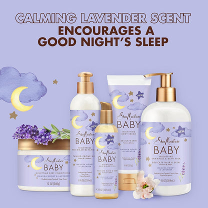 Shea Moisture Baby Care Set – Relaxing Nighttime Shampoo & Bath Milk + Nighttime Deep Conditioner, Manuka Honey & Lavender (2 Piece Set)