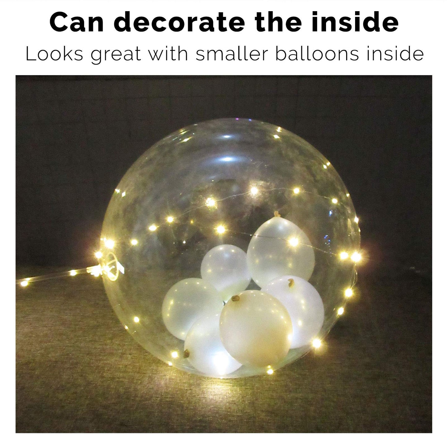 White LED Balloons Light up Bobo Party Balloons DIY kit-Clear Cold White LED Balloons for Helium or Air (cold white, 6 pack)