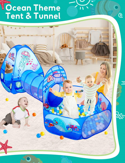 Sumbababy Kids Tent with Crawl Tunnel: Ball Pit Tent for Toddlers - Ball Pit Tunnels for Young Children - Pop Up Baby and Toddler Tent for Indoor & Outdoor