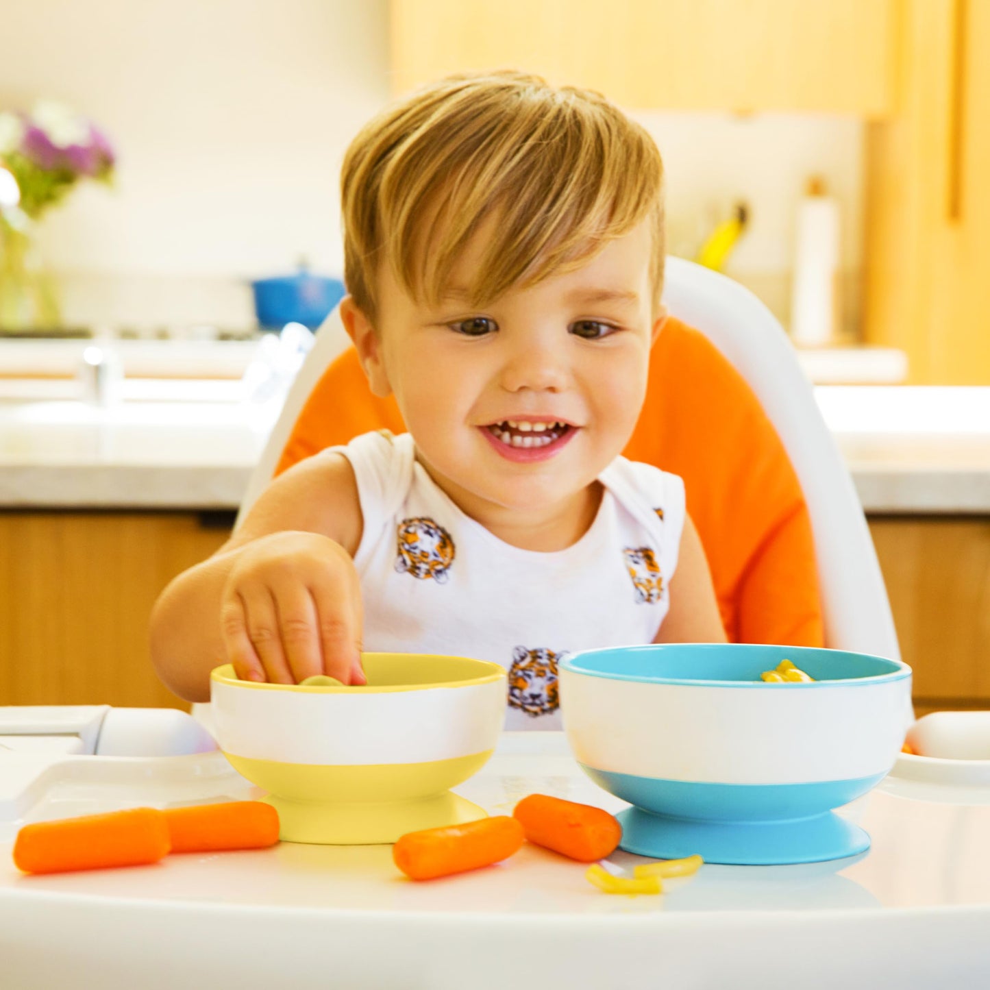 Munchkin Stay Put Suction Bowls for Baby and Toddler, 3 Pack, Blue/Green/Purple
