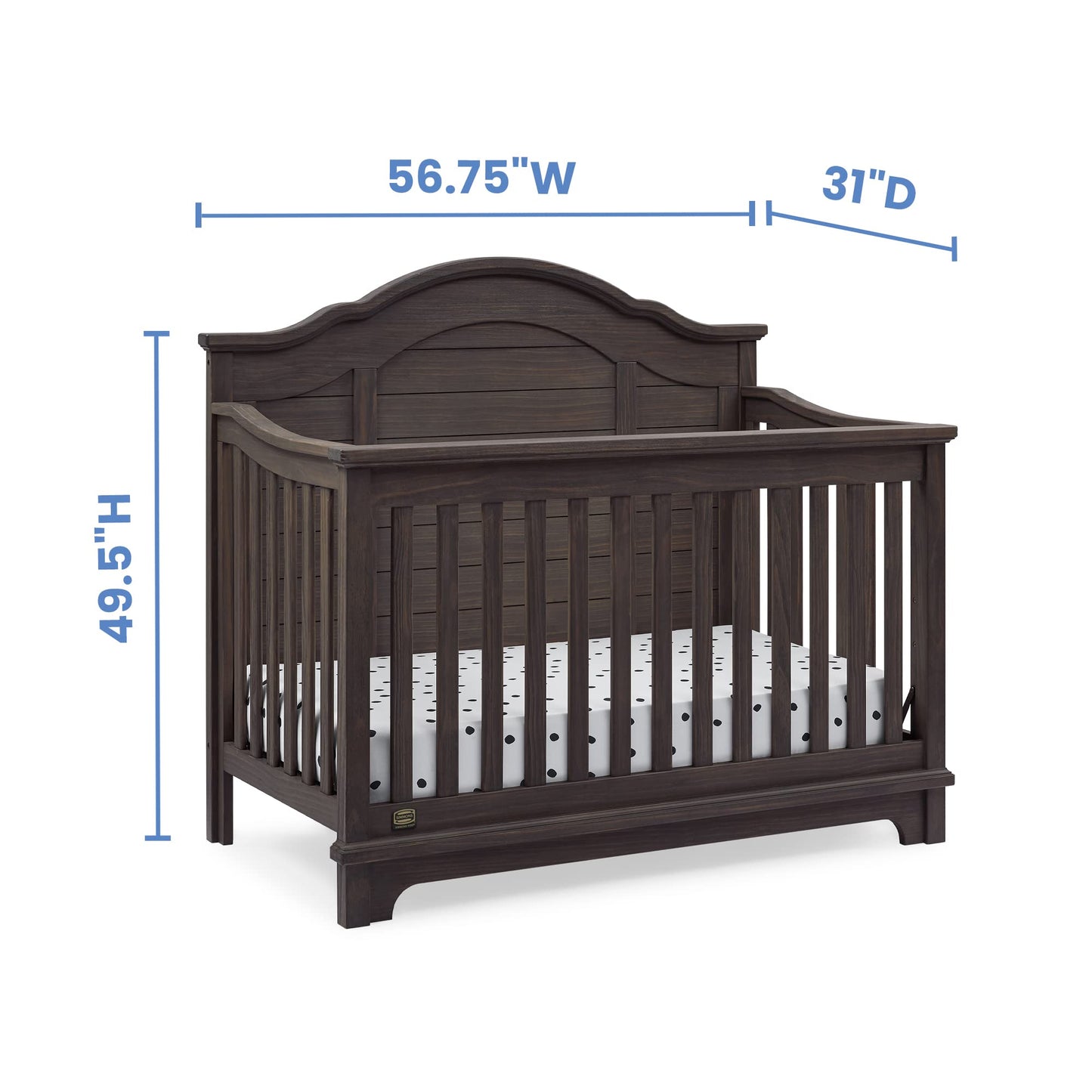 Delta Children Simmons Kids Asher 6-in-1 Convertible Crib with Toddler Rail, Aged Oak