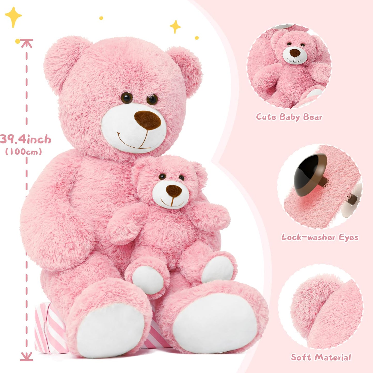 Muiteiur 49 inch Giant Teddy Bear Stuffed Animal, Big Bear Plush with Big Footprint, Great Gift for Party Decorations (Brown)