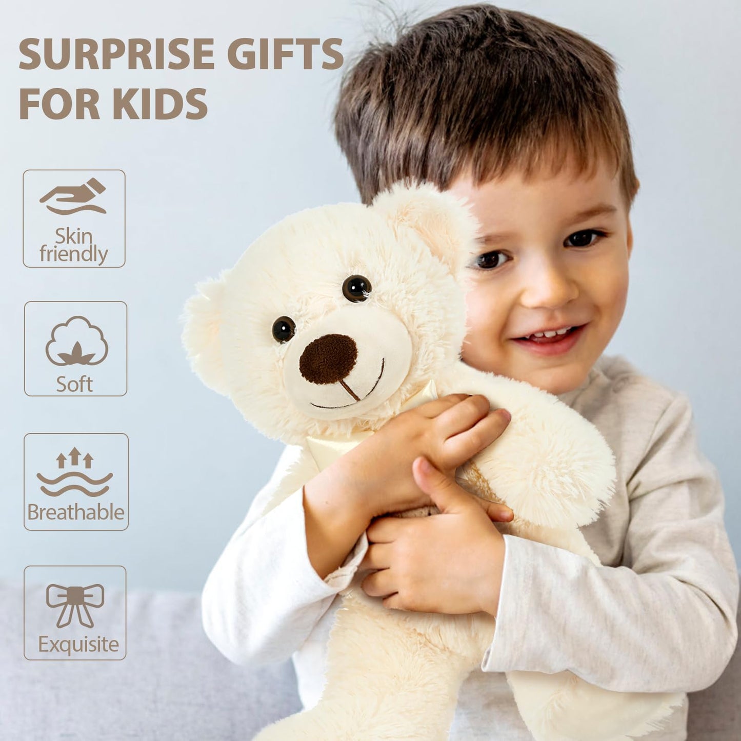 MorisMos 6Pcs Teddy Bears Bulk Baby Shower, 14inch Cute Teddy Bear Stuffed Animals Plush, Small Stuffed Bears on Centerpiece Baby Shower, White