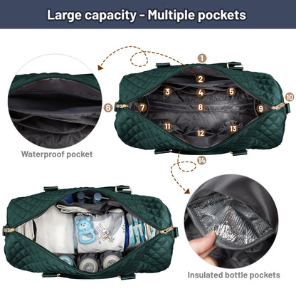 LOVEVOOK Diaper Bag Tote with Pacifier Case and Changing Pad, Large Capacity Mommy Bag for Hospital and Weekender Travel, Functional Baby Bag Newborn Baby Essential, Black