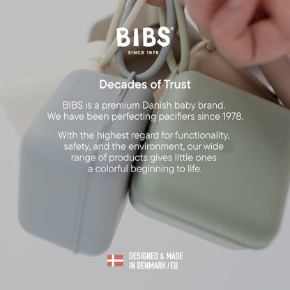 BIBS Pacifier Box with Loop for Storing & Carrying Soothers | 100% BPA Free Material | Designed & Made in Denmark | Vanilla