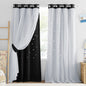 NICETOWN Nursery Curtains for Kids, Farmhouse Blackout Curtain Panels for Bedroom, Double Layer Star Hollow-Out Grommet Aesthetic Living Room Toddler Window Curtains, 2 Pcs, W52 x L84, Biscotti Beige