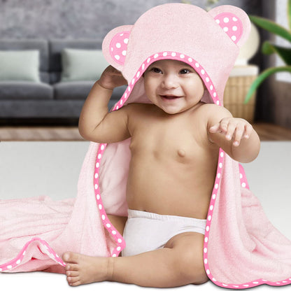 Set of 2 Hooded Baby Towels – White and Grey – Luxurious, Large and Super Absorbent – 30 x 30 Inch – Soft and Suitable for Infants, Toddlers and Kids – 400 GSM