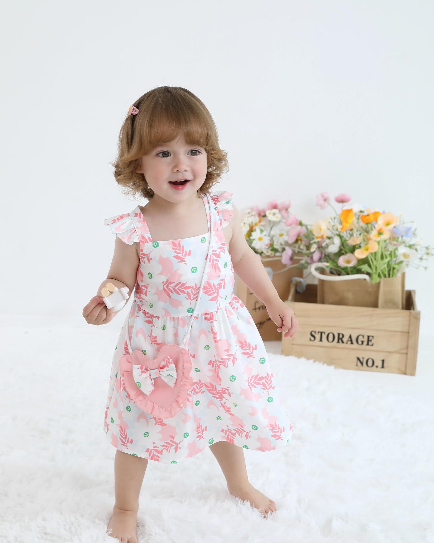 Mioglrie Baby Girl Clothes Newborn Dress Summer Toddler Girls' Clothing Casual Sundress with Cute Bag Infant Outfits