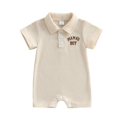 Baby Boy Rompers Half Button-up Jumpsuit Short Sleeve Bodysuit Summer Clothes