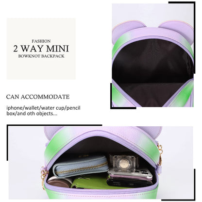 KL928 Girls Bowknot Polka Dot Cute Mini Backpack Small Daypacks Convertible Shoulder Bag Purse for Women