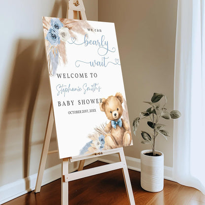 Personalized We Can Bearly Wait Baby Shower Welcome Sign, Welcome to Baby Shower Sign - Teddy Bear & Balloon Theme Décor #5