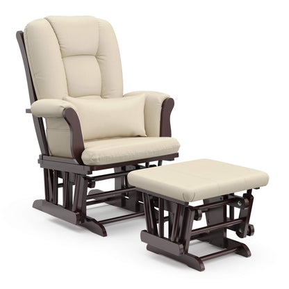 Storkcraft Tuscany Custom Glider and Ottoman with Free Lumbar Pillow (White/Slate Gray Swirl) - Cleanable Upholstered Comfort Rocking Nursery Chair with Ottoman
