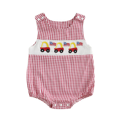 Baby Girl Pumpkin Embroidery Jumpsuit Halloween Sleeveless Round Neck Plaid Tank Romper