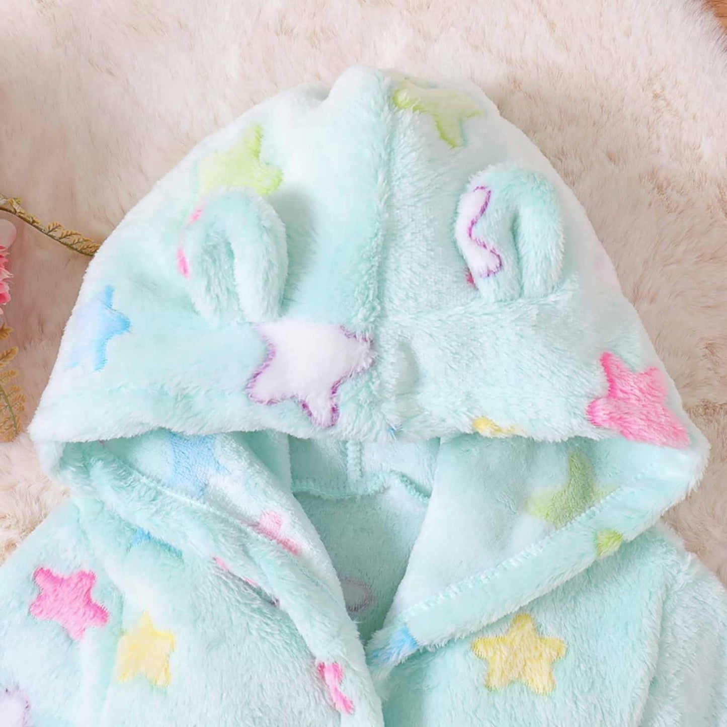 Toddler Unisex Baby R𝐨be Hooded Fleece Bathr𝐨be and Towel for Kids Boys Girls Plush Flannel Bathr𝐨be Warm Winter