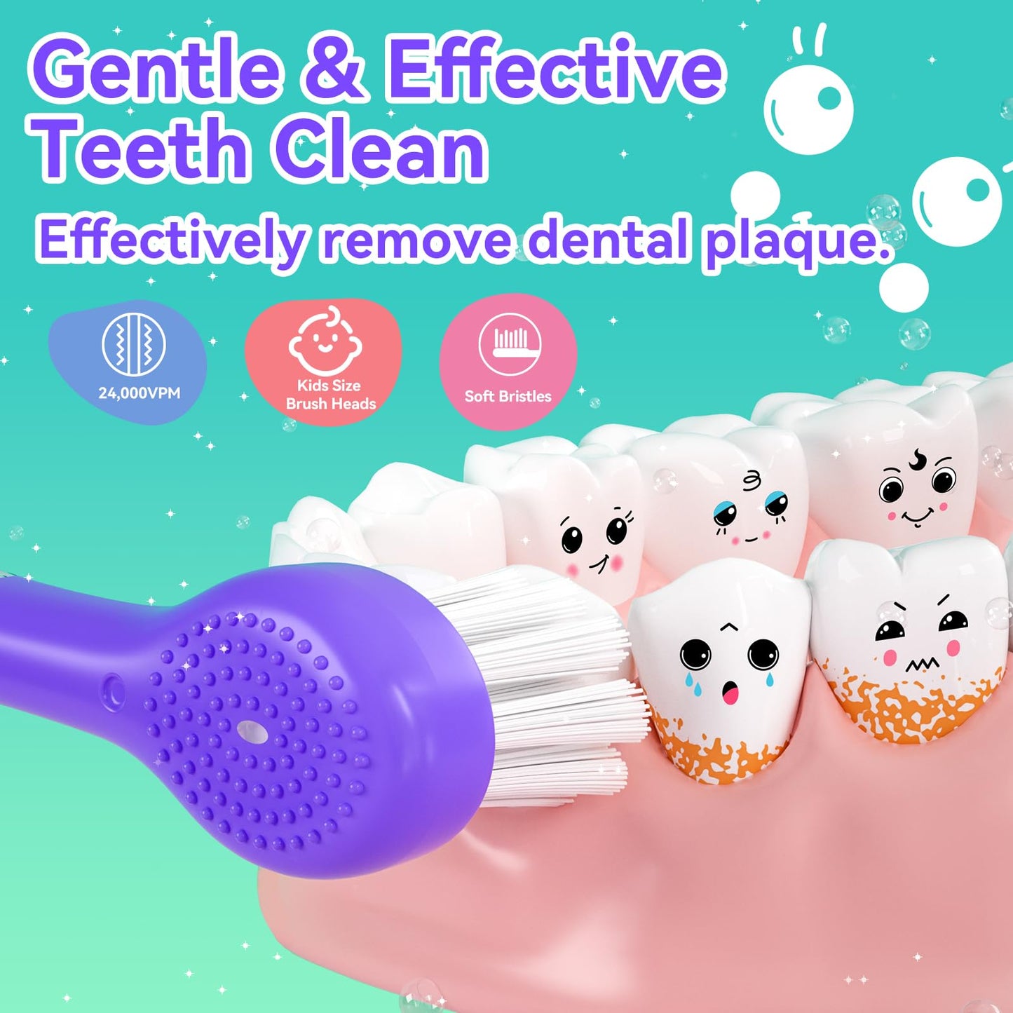 SEAGO Kids Electric Toothbrushes Rechargeable, Toddler Electric Toothbrush with Magnetic Charging, LED Observing Light, 8 Toothbrush Heads for Ages 2-4-6 Boys Girls (Pink)