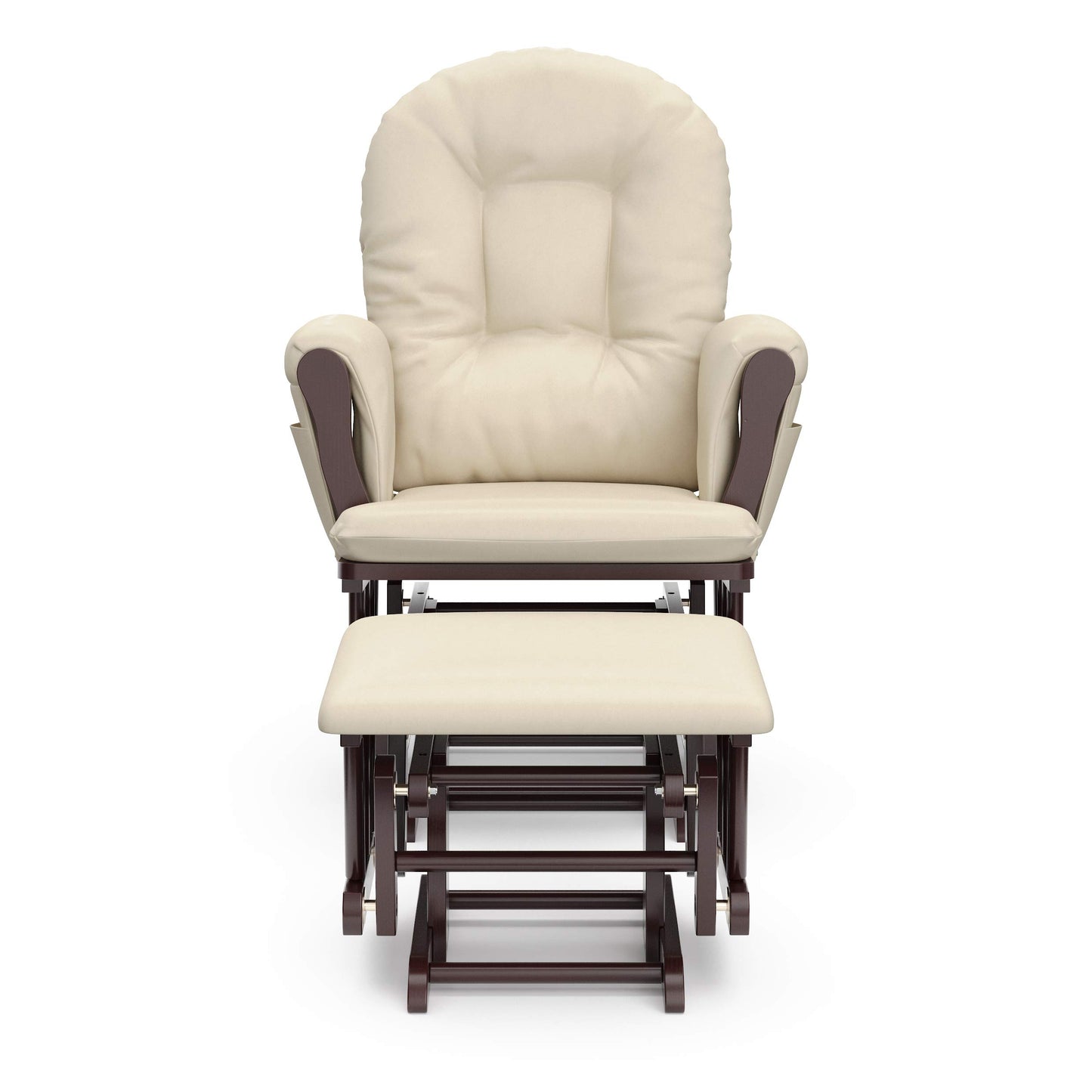 Storkcraft Premium Hoop Glider and Ottoman (Espresso Base, Gray Cushion) – Padded Cushions with Storage Pocket, Smooth Rocking Motion, Easy to Assemble, Solid Hardwood Base