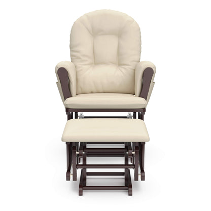 Storkcraft Premium Hoop Glider and Ottoman (Espresso Base, Gray Cushion) – Padded Cushions with Storage Pocket, Smooth Rocking Motion, Easy to Assemble, Solid Hardwood Base