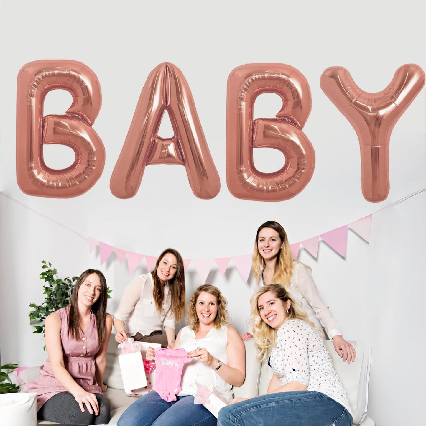 40 Inch Oh Baby Balloon, Shower Decorations, Large Sign for Backdrop, Shiny Banner for Gender Reveal Party Supplies (Gold)