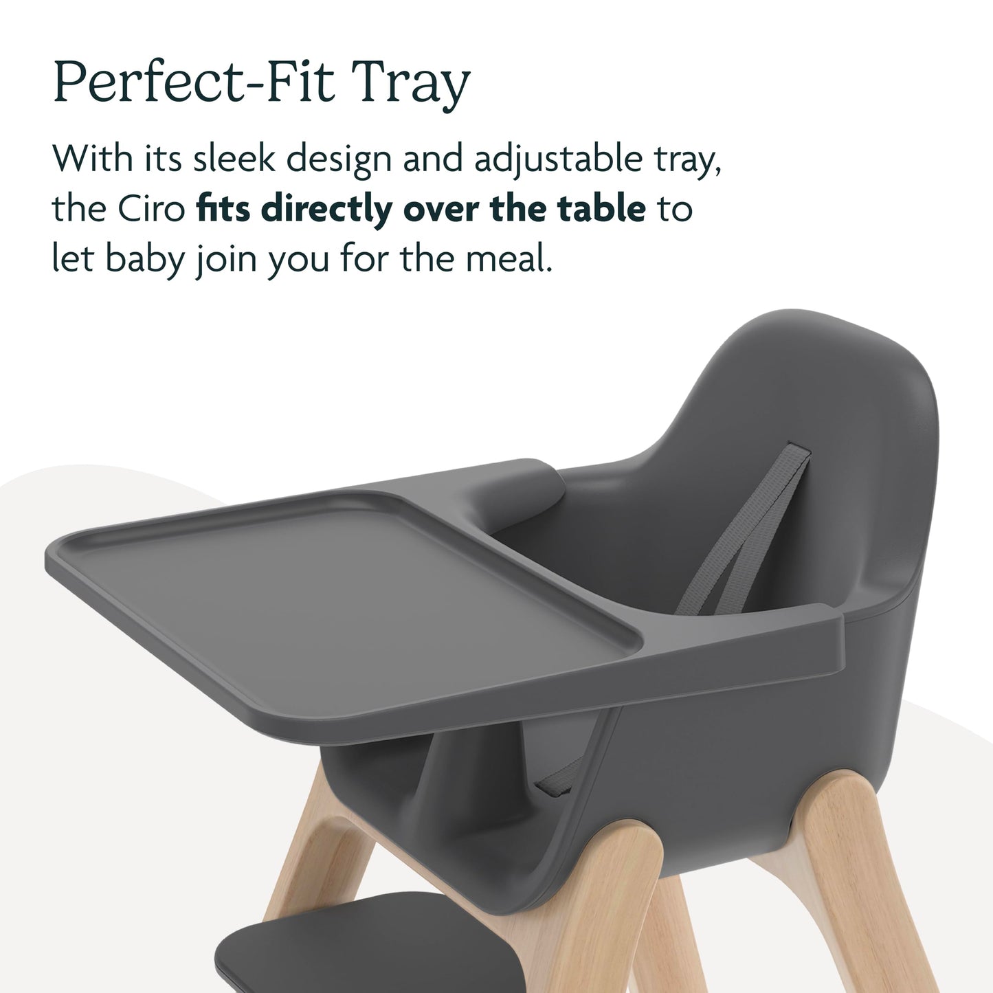 UPPAbaby Ciro High Chair/Sleek, Easy-to-Clean Design/Perfect-Fit Tray to Bring Baby to Table/Patent-Pending Harness/Dual-Position, 180-Degree Rotating Footrest/Caleb (Steel Blue/Rubberwood)