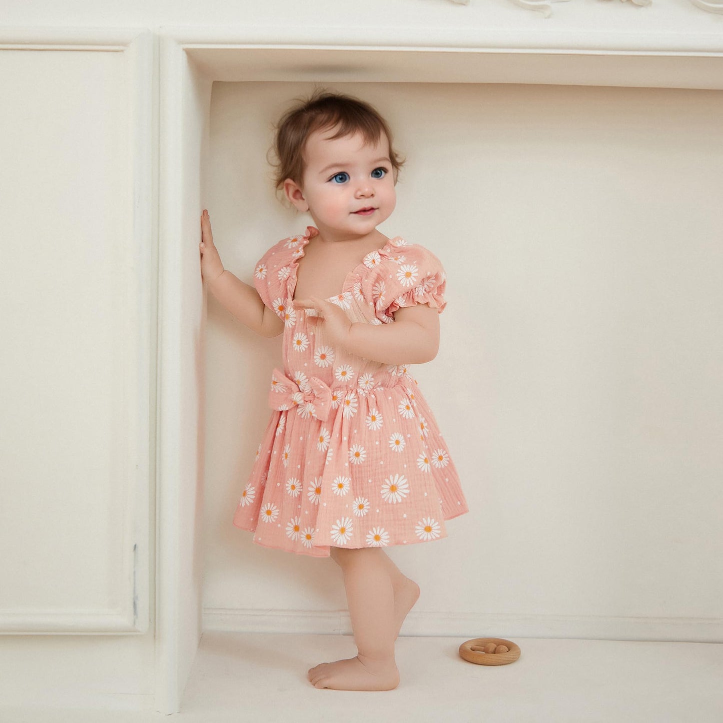 Baby Girls Daisy Romper Bowknot Bodysuit+Headband Short Sleeve Playsuits Floral Jumpsuit Infant Summer Clothes