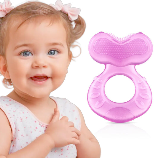 Nuby Silicone Teethe-eez Teether with Bristles, Includes Hygienic Case, Blue
