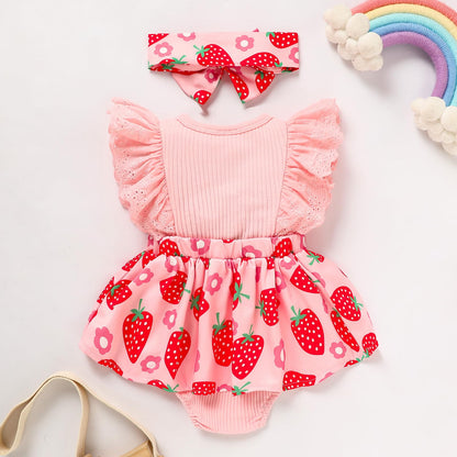 Sinhoon Baby Girl Clothes Newborn Ruffled Sleeveless Romper Floral Dreesy Bodysuit Heaedband 3pcs Baby Girl Summer Clothes