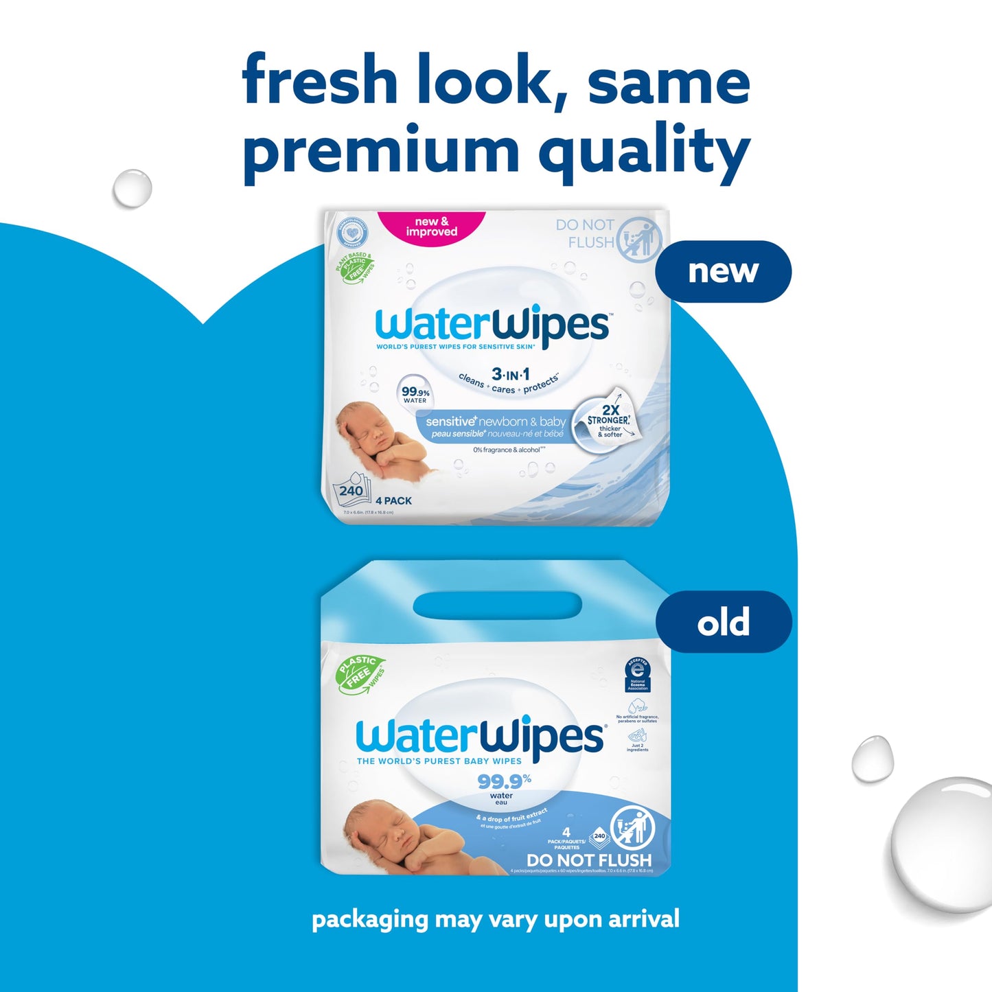 WaterWipes Original Baby Wipes, 99.9% Water, 3-In-1 Cleans, Cares, Protects, Unscented & Hypoallergenic, 720 Count (12 Packs), Packaging May Vary