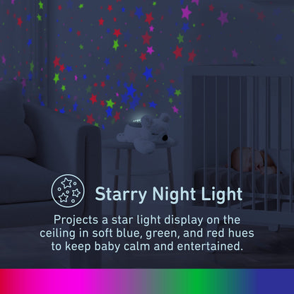 PureBaby Sound Sleepers Portable Sound Machine & Star Projector - Plush Sleep Aid for Baby and Toddlers with Soothing Night Light Display, 10 Lullabies, White Noise, and Heartbeat Sounds (Unicorn)