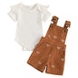 Adobabirl Baby Girl Summer Clothes Ribbed Short Sleeve Romper Bow Print Overalls Shorts Set Infant Cute Summer Outfits