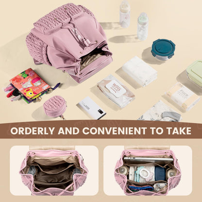 LOVEVOOK Diaper Bag Backpack, Small Baby Bag, Cute Baby Diaper Bag, Stylish Water-Resistant Travel Baby Bag for Mom, Baby Backpack with Changing Pad, Stroller Straps -Khaki