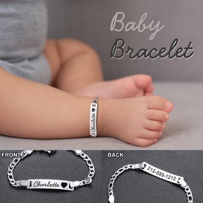 Custom Birthstone Name Bracelet – 18K Gold Plated – Personalised Baby & Toddler Jewellery – Ideal Birthday, Baptism & Parent-Child Gifts