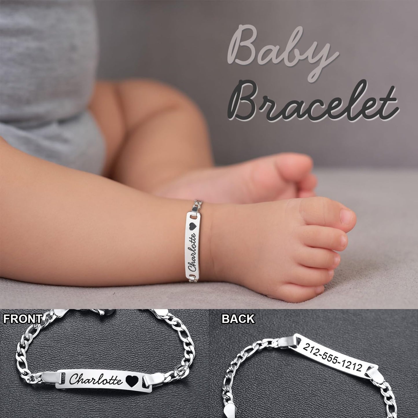 Custom Birthstone Name Bracelet – 18K Gold Plated – Personalised Baby & Toddler Jewellery – Ideal Birthday, Baptism & Parent-Child Gifts