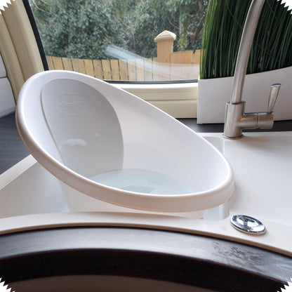 Newborn Baby Bath | Built in Support Bump and Soft Backrest | Suitable from Newborn | Bath Seat Support Includes Plug | Blossom Pink