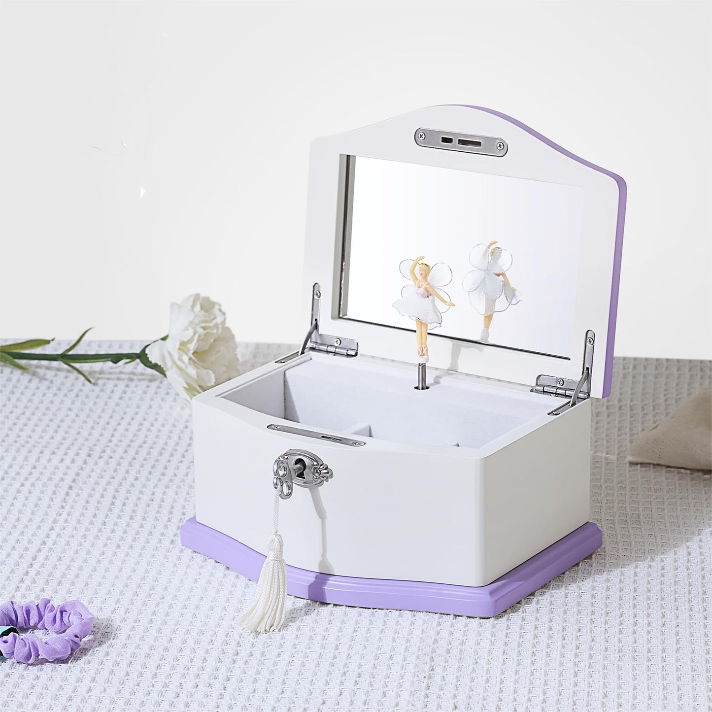 Medium Pink Ballerina Musical Jewelry Box with Mirror and Lock for Girls,Pink Kid's Jewelry Storage Music Chest,Gifts for Christmas,New Year and All Hoidays