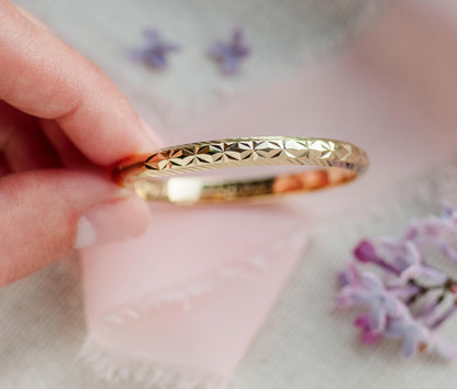 Precious Pieces 14K Gold-Plated Bangle Bracelet for Babies, Toddlers, Children, Kids, Teens and Women