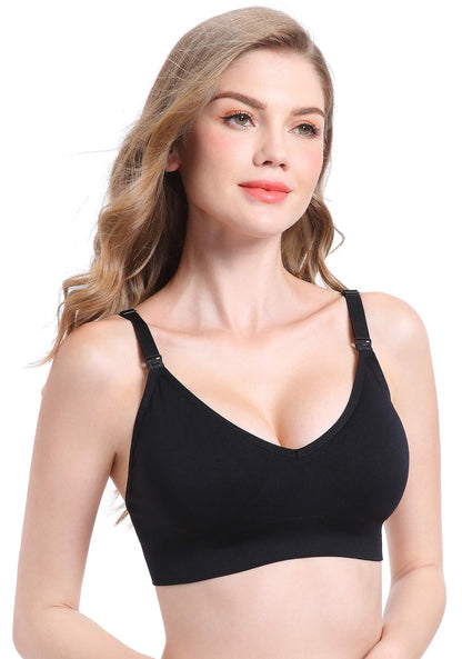 Suekaphin Nursing Bra 5pack Wireless V Neck Maternity Nursing Bra Bralette Low Cut Sleeping Breastfeeding with Extenders