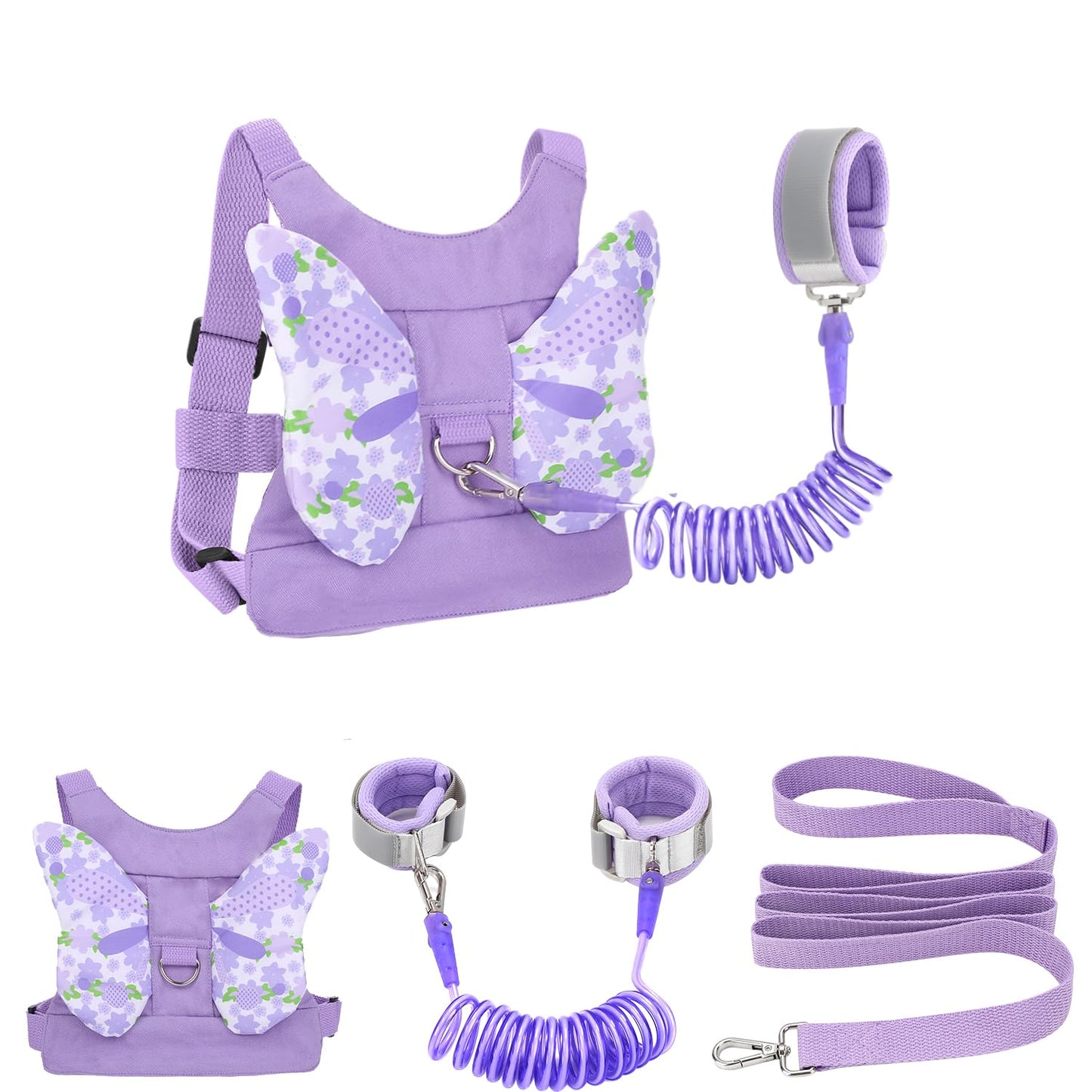 Toddlers Leash + Anti Lost Wrist Link Child Kids Safety Harness Kids Walking Wristband Assistant Strap Belt for Girl Pink Christmas Gift