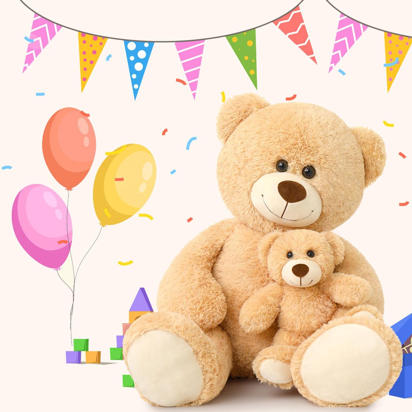 Muiteiur 49 inch Giant Teddy Bear Stuffed Animal, Big Bear Plush with Big Footprint, Great Gift for Party Decorations (Brown)