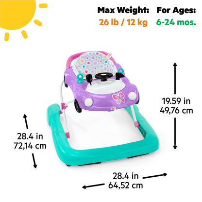 Bright Starts JuneBerry Walk-A-Bout Baby Walker and Entertainer, Removeable Floor Toy, with Easy Fold Frame for Storage, Ages 6 Months +