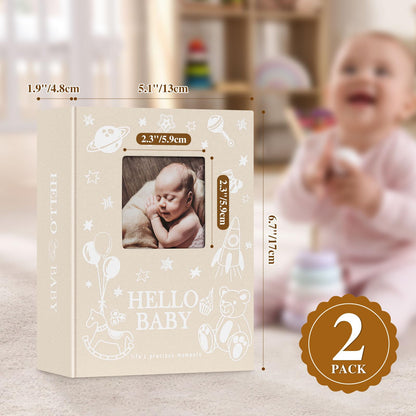 Lanpn Baby Photo Album 4x6 300 Pockets, Linen Newborn Bebe Ultrasound Photo Album with Memo Writing Area, Cover Photo Book, Picture Album for kids, Baby Girl Boy Memory Book Keepsake Colorful