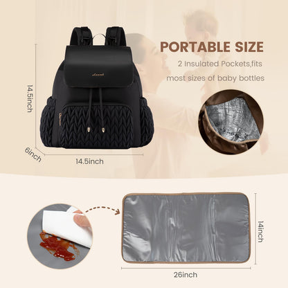 LOVEVOOK Diaper Bag Backpack, Small Baby Bag, Cute Baby Diaper Bag, Stylish Water-Resistant Travel Baby Bag for Mom, Baby Backpack with Changing Pad, Stroller Straps -Khaki
