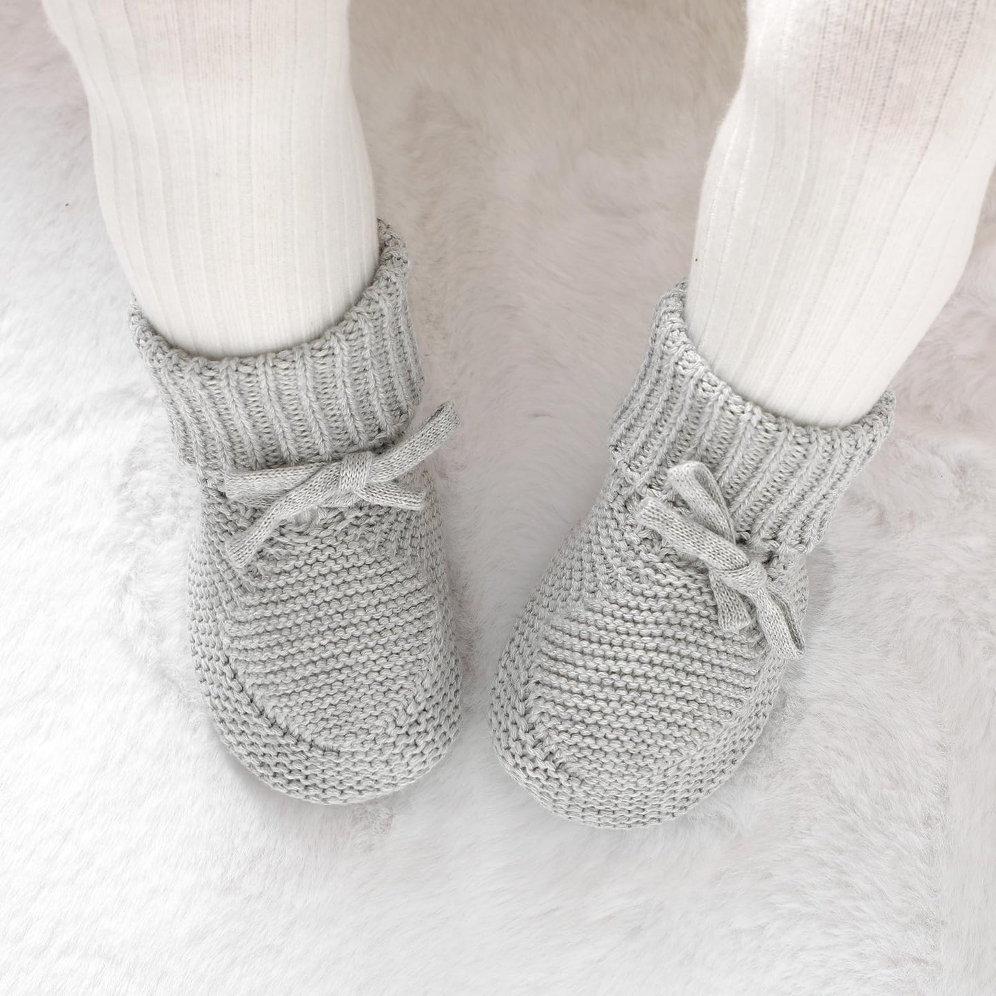 Hadetoto Baby Booties Newborn First Walkers Cozy Shoes Warm Knit Soft Booties for Toddler Infant Boy Girl