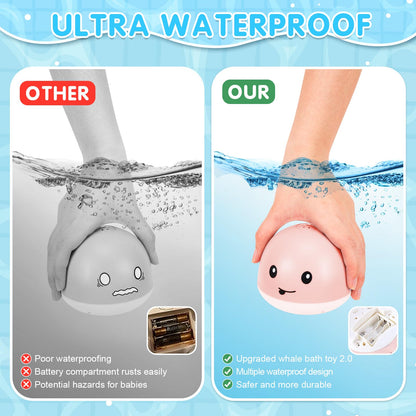 Baby Girl Bath Toys, Light Up Whale Bath Toys for Girls 0-6 6-12 12-18 Months or Kids Ages 1-3, Pink