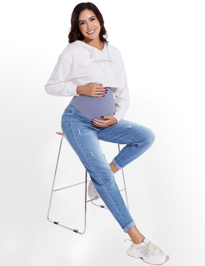 POSHGLAM Women's Maternity Jeans Over Belly Comfy Stretch Boyfriend Jeans Loose Pregnancy Pants, S-XXL