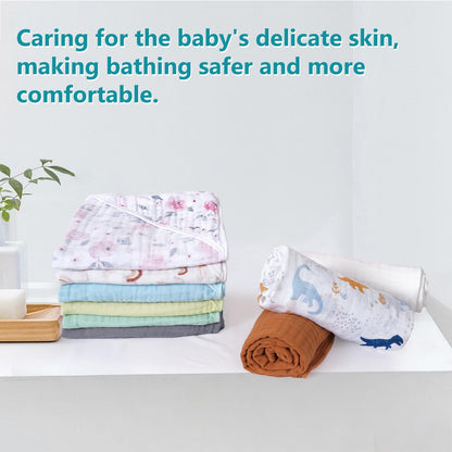 PHF 2 Pack Baby Hooded Towels, 100% Muslin Cotton Baby Bath Towel with Hood for Newborn, Infant, Toddler, Ultra Soft and Absorbent Baby Essentials Bath Towels for Girls, 32x32Inch, Floral