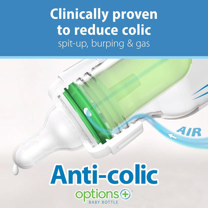 Dr. Brown's Natural Flow Anti-Colic Options+ Narrow Baby Bottle, 4 oz/120 mL, with Level 1 Slow Flow Nipple, Pink, 0m+, 4 Pack