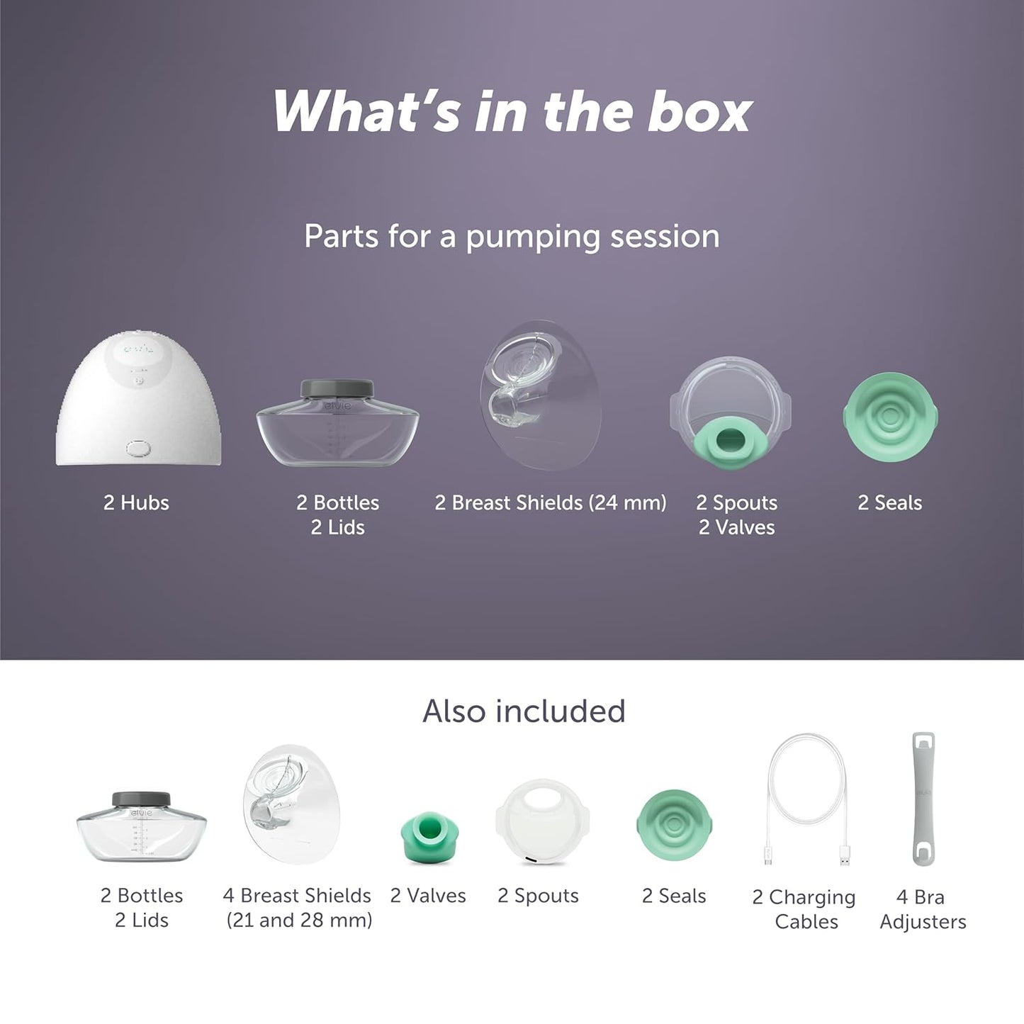 Elvie - Double, Wearable Breast Pump w/App - The Smallest & Quietest - Portable - Hands Free & Discreet - Automated with Four Personalized Settings